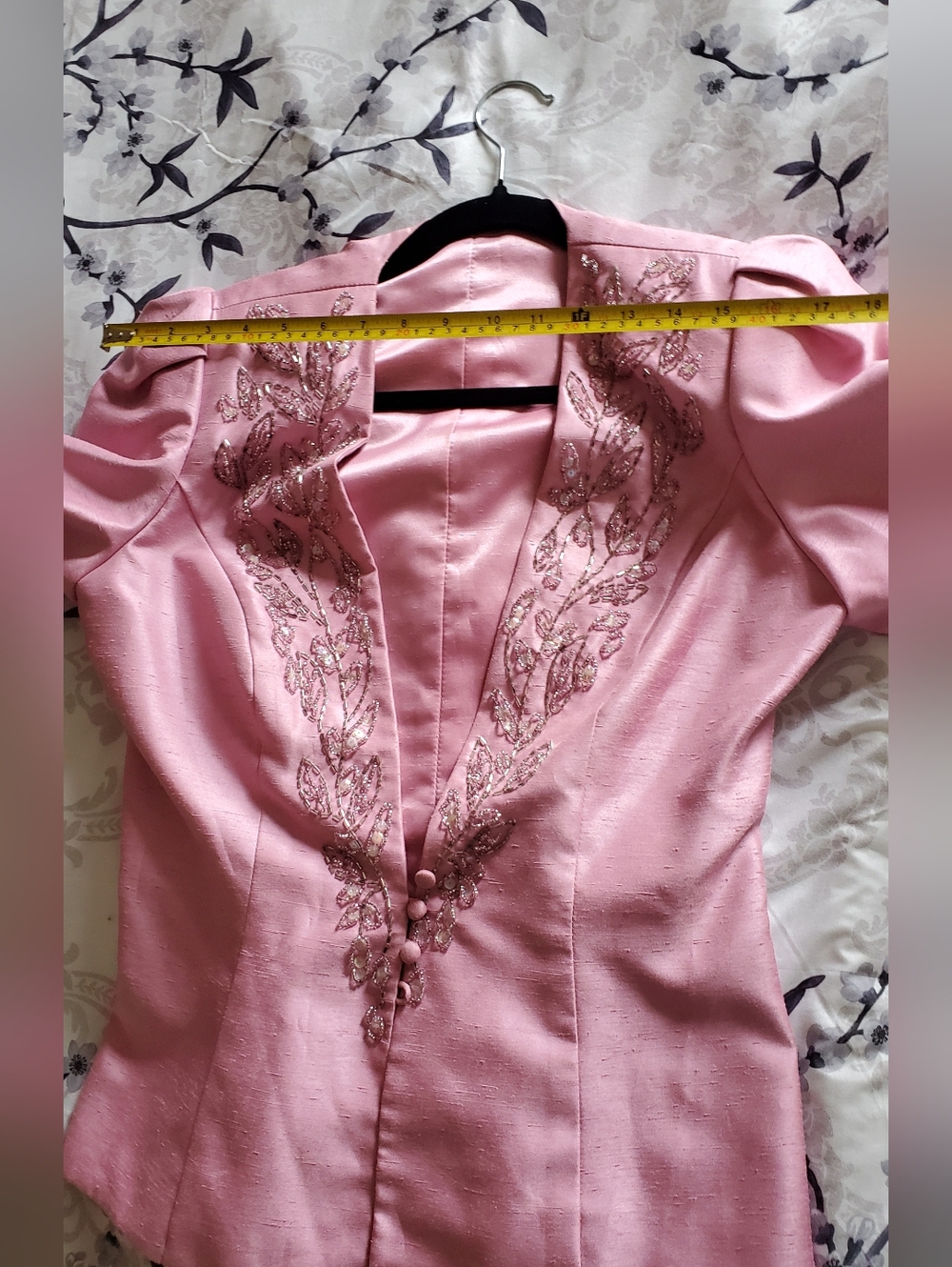 Pink elegant & Feminine Embellished Blazer jacket. SZ S. - Picture 9 of 10